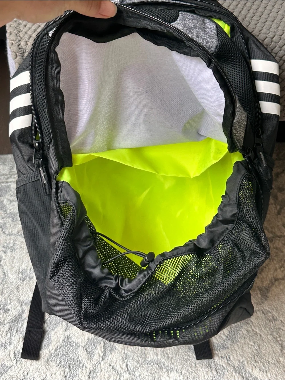 Adidas Stadium 3 Black and Heather Gray Athletic Sport Ball Backpack